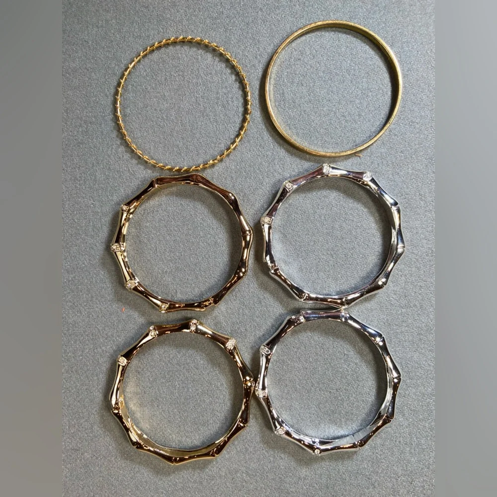 Bracelets Faux Bamboo Cuff‎ Bangle 4 Gold and 2 Silver tone